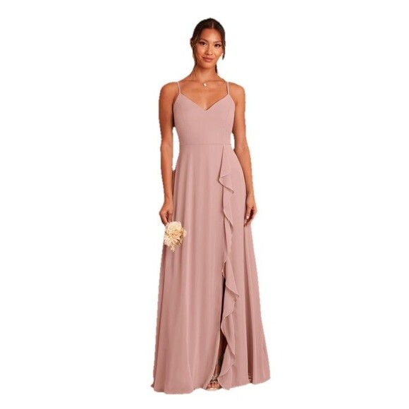 Birdy Grey English Rose Pink Chiffon Dress Theresa XS Bridesmaid Wedding Formal - Picture 1 of 6